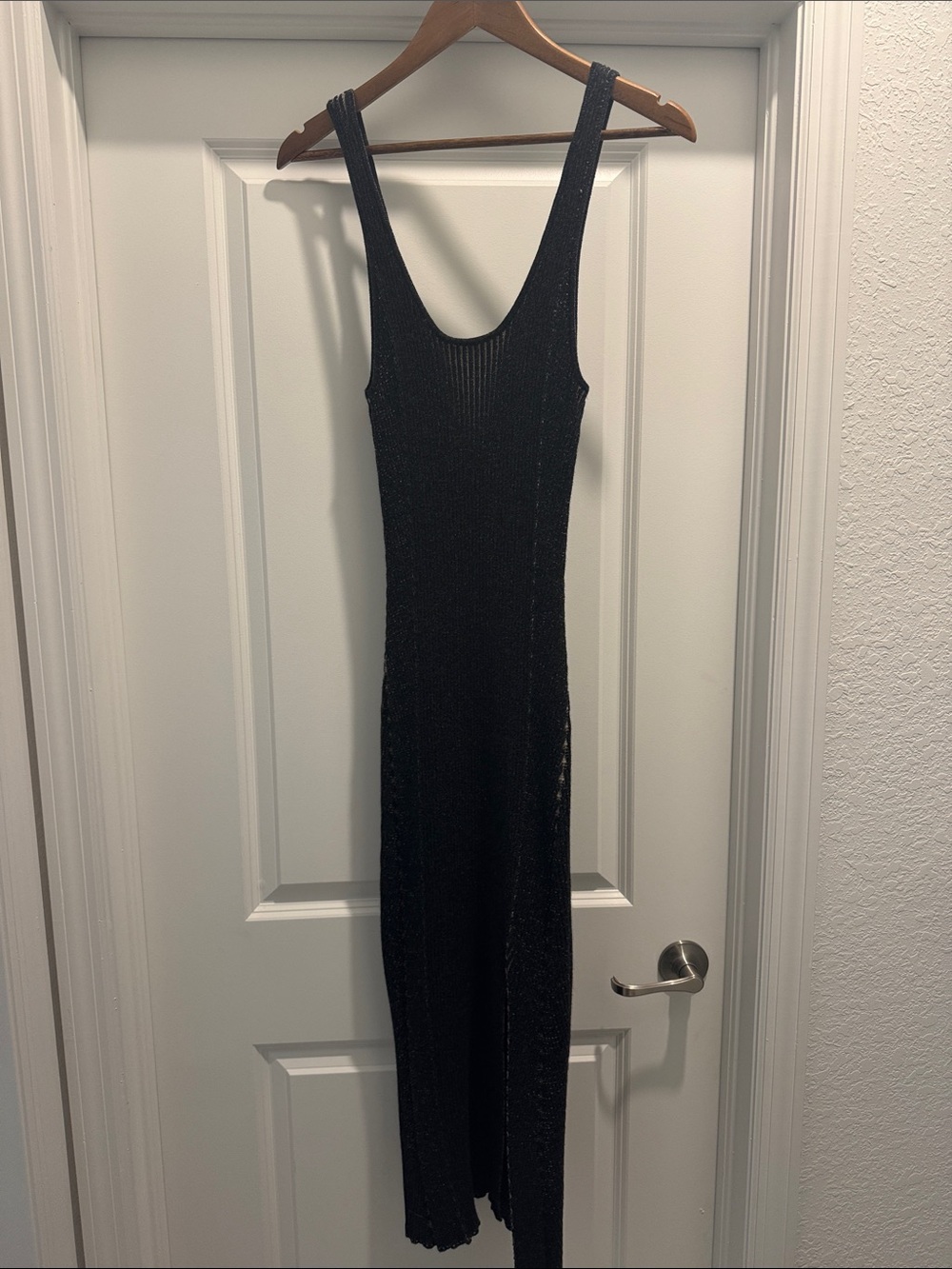 Ramy Brook Black Ribbed Scoop-Neck Maxi Dress